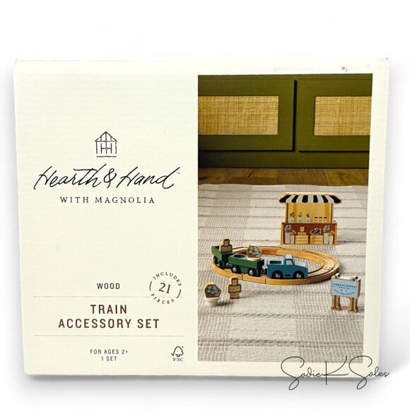 Hearth & Hand Magnolia Toy Farmer's Market Playset 21pc Wood Train Accessory - Picture 4 of 4